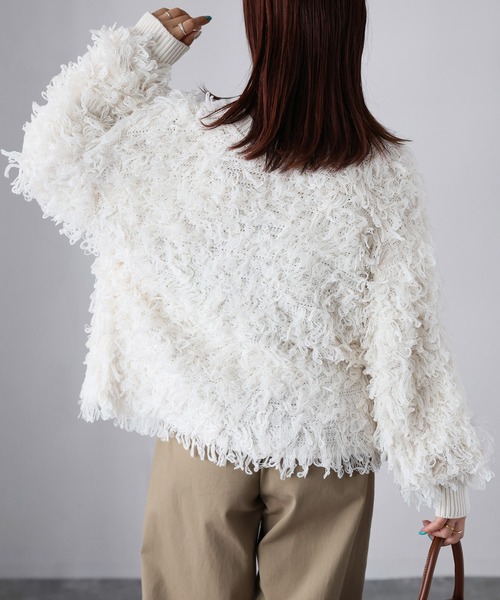 Riberry(リベリー)の「前後2WAYループヤーンニットカーディガン(カーディガン/ボレロ・レディース・ベージュ/ブラック/オフホワイト・FREE)」の18枚目の写真