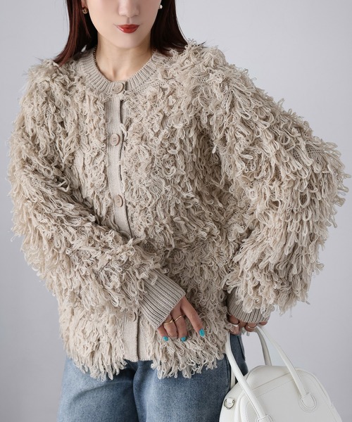 Riberry(リベリー)の「前後2WAYループヤーンニットカーディガン(カーディガン/ボレロ・レディース・ベージュ/ブラック/オフホワイト・FREE)」の10枚目の写真