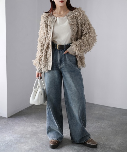 Riberry(リベリー)の「前後2WAYループヤーンニットカーディガン(カーディガン/ボレロ・レディース・ベージュ/ブラック/オフホワイト・FREE)」の12枚目の写真