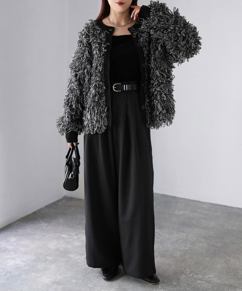 Riberry(リベリー)の「前後2WAYループヤーンニットカーディガン(カーディガン/ボレロ・レディース・ベージュ/ブラック/オフホワイト・FREE)」の9枚目の写真