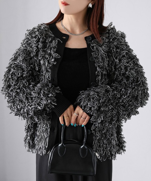 Riberry(リベリー)の「前後2WAYループヤーンニットカーディガン(カーディガン/ボレロ・レディース・ベージュ/ブラック/オフホワイト・FREE)」の22枚目の写真