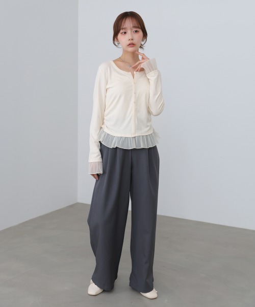 Bab(バブ)の「【再入荷決定!】裾フリルヘンリーネックカットソー(Tシャツ/カットソー・レディース・ブラック/オフホワイト/グレー・FREE)」の5枚目の写真