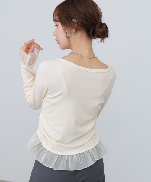 Bab(バブ)の「【再入荷決定!】裾フリルヘンリーネックカットソー(Tシャツ/カットソー・レディース・ブラック/オフホワイト/グレー・FREE)」の9枚目の写真