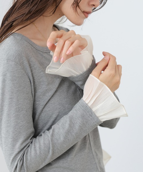 Bab(バブ)の「【再入荷決定!】裾フリルヘンリーネックカットソー(Tシャツ/カットソー・レディース・ブラック/オフホワイト/グレー・FREE)」の12枚目の写真