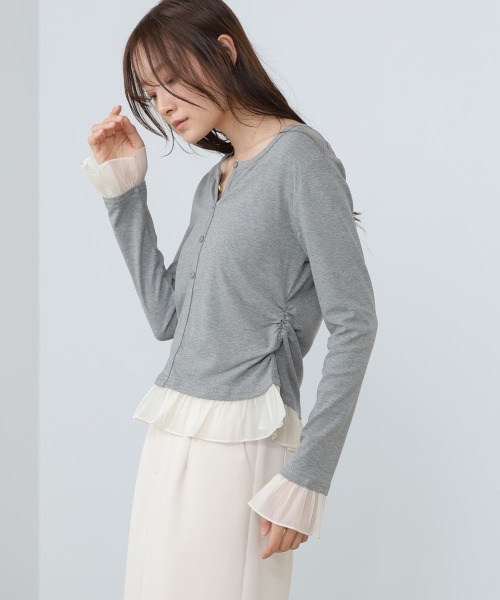 Bab(バブ)の「【再入荷決定!】裾フリルヘンリーネックカットソー(Tシャツ/カットソー・レディース・ブラック/オフホワイト/グレー・FREE)」の15枚目の写真