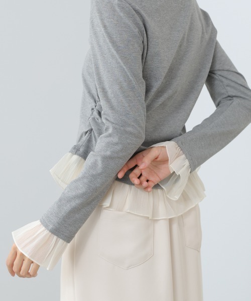 Bab(バブ)の「【再入荷決定!】裾フリルヘンリーネックカットソー(Tシャツ/カットソー・レディース・ブラック/オフホワイト/グレー・FREE)」の16枚目の写真