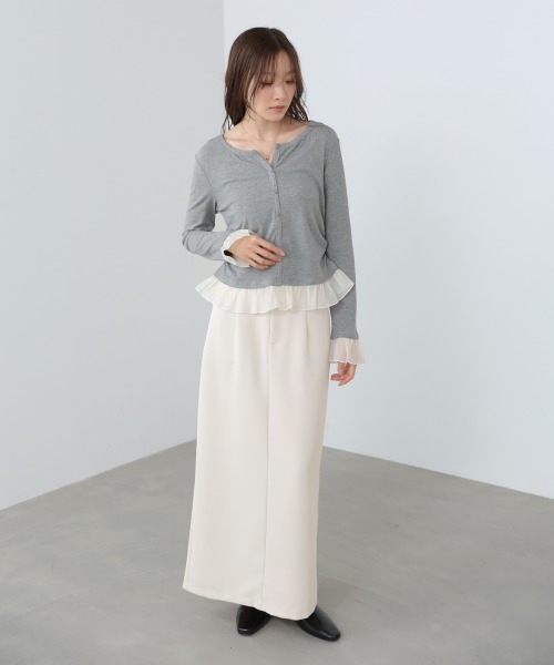 Bab(バブ)の「【再入荷決定!】裾フリルヘンリーネックカットソー(Tシャツ/カットソー・レディース・ブラック/オフホワイト/グレー・FREE)」の17枚目の写真