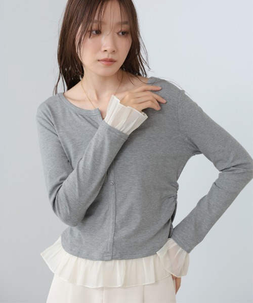 Bab(バブ)の「【再入荷決定!】裾フリルヘンリーネックカットソー(Tシャツ/カットソー・レディース・ブラック/オフホワイト/グレー・FREE)」の18枚目の写真