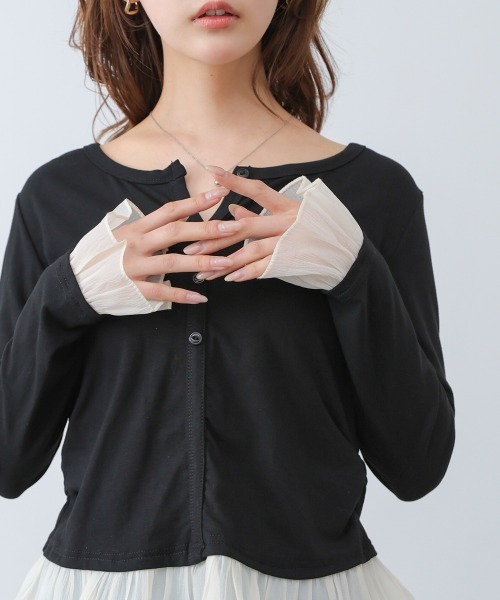 Bab(バブ)の「【再入荷決定!】裾フリルヘンリーネックカットソー(Tシャツ/カットソー・レディース・ブラック/オフホワイト/グレー・FREE)」の19枚目の写真