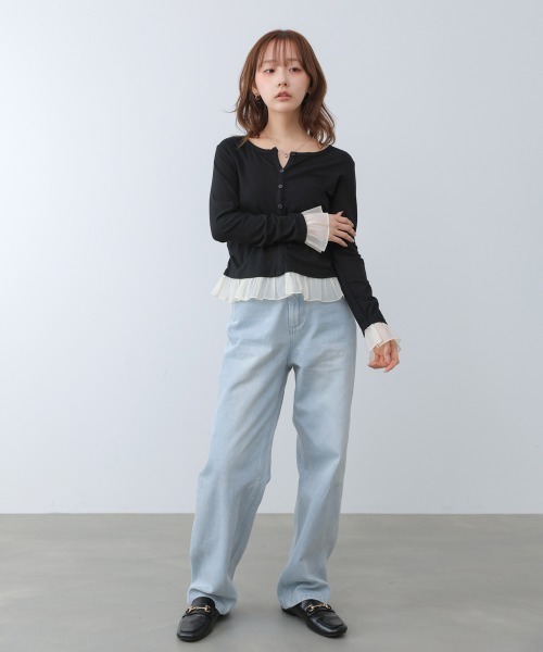 Bab(バブ)の「【再入荷決定!】裾フリルヘンリーネックカットソー(Tシャツ/カットソー・レディース・ブラック/オフホワイト/グレー・FREE)」の20枚目の写真