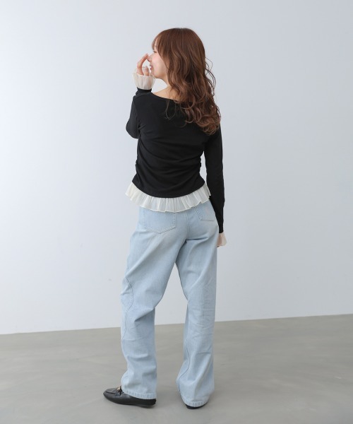 Bab（バブ）の「【再入荷】裾フリルヘンリーネックカットソー（Tシャツ/カットソー・レディース・ブラック/オフホワイト/グレー・FREE）」の20枚目の写真