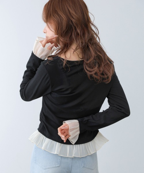 Bab（バブ）の「【再入荷】裾フリルヘンリーネックカットソー（Tシャツ/カットソー・レディース・ブラック/オフホワイト/グレー・FREE）」の22枚目の写真