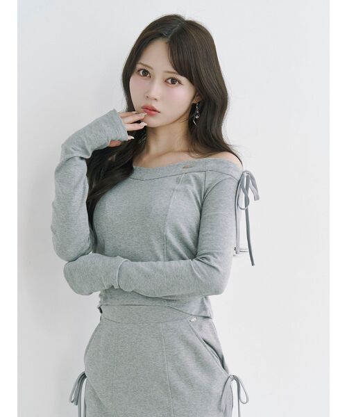 EATME（イートミー）の「【SETUP】リボンオフショルダーTOP（Tシャツ/カットソー・レディース・ブラック/アイボリー/グレー・FREE）」の20枚目の写真