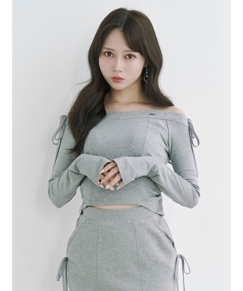 EATME（イートミー）の「【SETUP】リボンオフショルダーTOP（Tシャツ/カットソー・レディース・ブラック/アイボリー/グレー・FREE）」の21枚目の写真