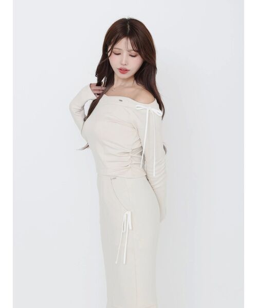 EATME（イートミー）の「【SETUP】リボンオフショルダーTOP（Tシャツ/カットソー・レディース・ブラック/アイボリー/グレー・FREE）」の12枚目の写真