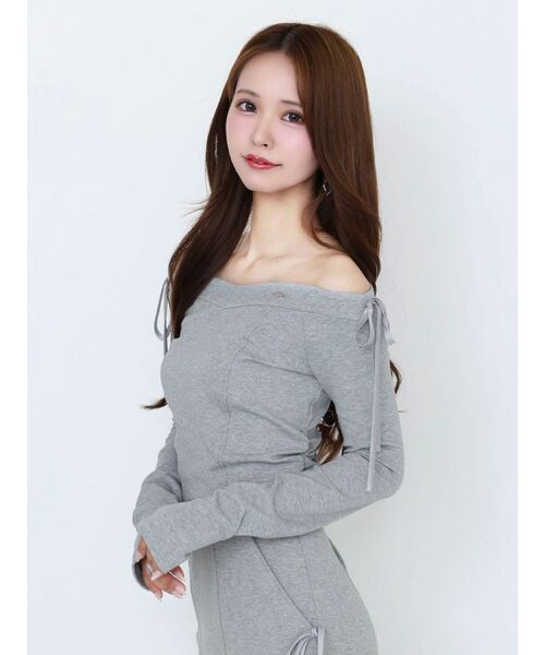 EATME（イートミー）の「【SETUP】リボンオフショルダーTOP（Tシャツ/カットソー・レディース・ブラック/アイボリー/グレー・FREE）」の7枚目の写真