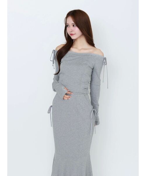 EATME（イートミー）の「【SETUP】リボンオフショルダーTOP（Tシャツ/カットソー・レディース・ブラック/アイボリー/グレー・FREE）」の5枚目の写真