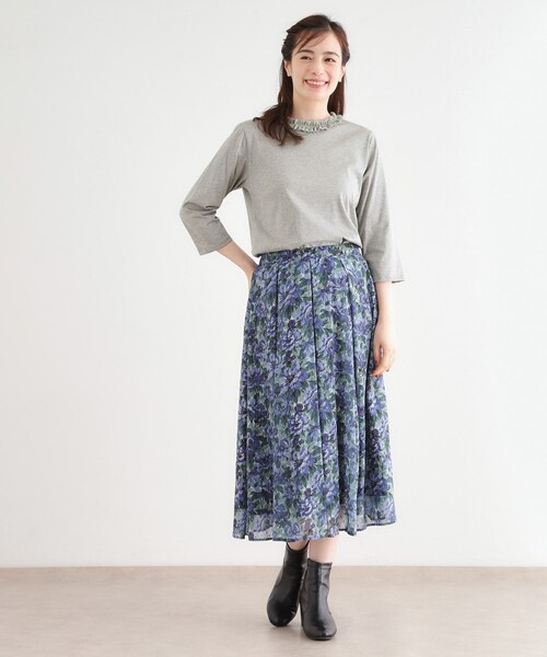 LAURA ASHLEY(ローラアシュレイ)の「【人気デザイン!7分袖/日本製/コットン100%】シフォンフリルネック カットソー(Tシャツ/カットソー・レディース・オフホワイト/ライトグレー/ネイビー/ボルドー・38/40)」の10枚目の写真