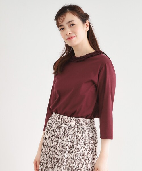 LAURA ASHLEY(ローラアシュレイ)の「【人気デザイン!7分袖/日本製/コットン100%】シフォンフリルネック カットソー(Tシャツ/カットソー・レディース・オフホワイト/ライトグレー/ネイビー/ボルドー・38/40)」の13枚目の写真