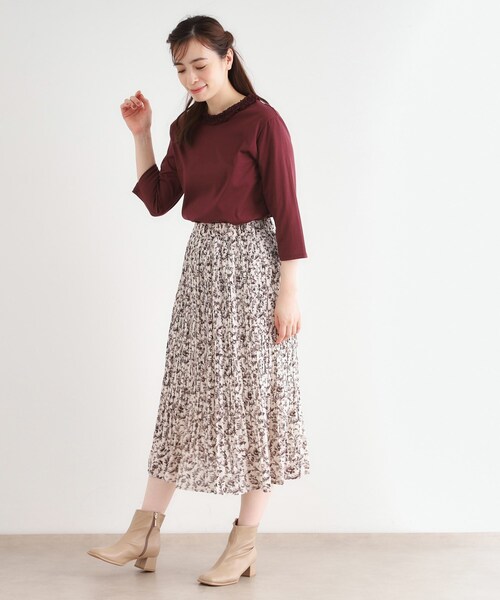 LAURA ASHLEY(ローラアシュレイ)の「【人気デザイン!7分袖/日本製/コットン100%】シフォンフリルネック カットソー(Tシャツ/カットソー・レディース・オフホワイト/ライトグレー/ネイビー/ボルドー・38/40)」の14枚目の写真