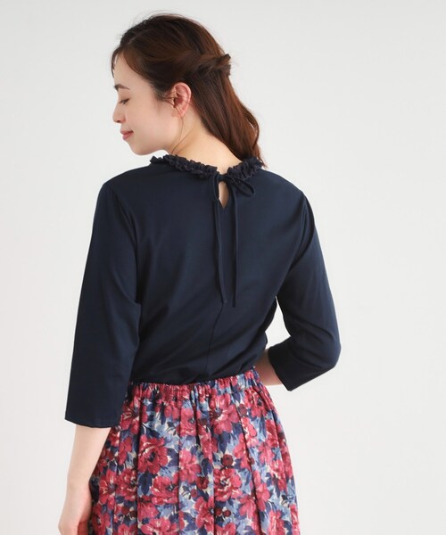 LAURA ASHLEY(ローラアシュレイ)の「【人気デザイン!7分袖/日本製/コットン100%】シフォンフリルネック カットソー(Tシャツ/カットソー・レディース・オフホワイト/ライトグレー/ネイビー/ボルドー・38/40)」の17枚目の写真