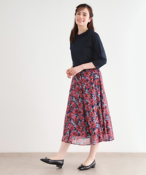 LAURA ASHLEY(ローラアシュレイ)の「【人気デザイン!7分袖/日本製/コットン100%】シフォンフリルネック カットソー(Tシャツ/カットソー・レディース・オフホワイト/ライトグレー/ネイビー/ボルドー・38/40)」の18枚目の写真