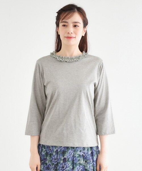 LAURA ASHLEY(ローラアシュレイ)の「【人気デザイン!7分袖/日本製/コットン100%】シフォンフリルネック カットソー(Tシャツ/カットソー・レディース・オフホワイト/ライトグレー/ネイビー/ボルドー・38/40)」の21枚目の写真