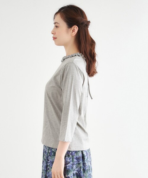 LAURA ASHLEY(ローラアシュレイ)の「【人気デザイン!7分袖/日本製/コットン100%】シフォンフリルネック カットソー(Tシャツ/カットソー・レディース・オフホワイト/ライトグレー/ネイビー/ボルドー・38/40)」の22枚目の写真