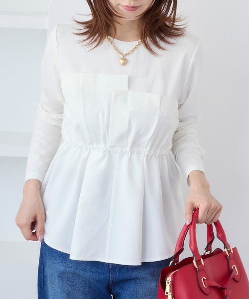 VIS（ビス）の「【WEB限定】ビスチェドッキングペプラムロングスリーブTシャツ（Tシャツ/カットソー・レディース・ブラック/オフホワイト/チャコールグレー・FREE）」の2枚目の写真