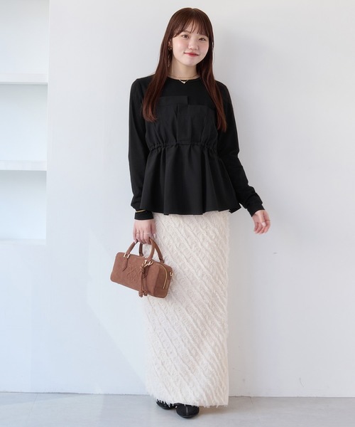 VIS（ビス）の「【WEB限定】ビスチェドッキングペプラムロングスリーブTシャツ（Tシャツ/カットソー・レディース・ブラック/オフホワイト/チャコールグレー・FREE）」の6枚目の写真