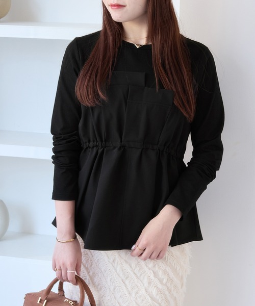 VIS（ビス）の「【WEB限定】ビスチェドッキングペプラムロングスリーブTシャツ（Tシャツ/カットソー・レディース・ブラック/オフホワイト/チャコールグレー・FREE）」の5枚目の写真