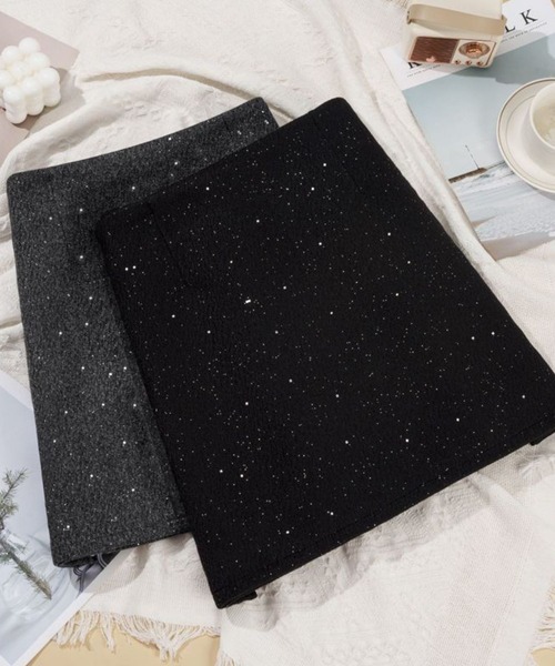 SPIGA（スピーガ）の「ﾗｲﾝｽﾄｰﾝ台形ﾐﾆｽｶｰﾄ（スカート・レディース・ブラック/グレー・SMALL/X-LARGE/LARGE/MEDIUM）」の4枚目の写真