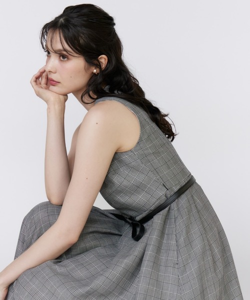 セール】グレンチェックワンピース【セットアップ対応】（ドレス