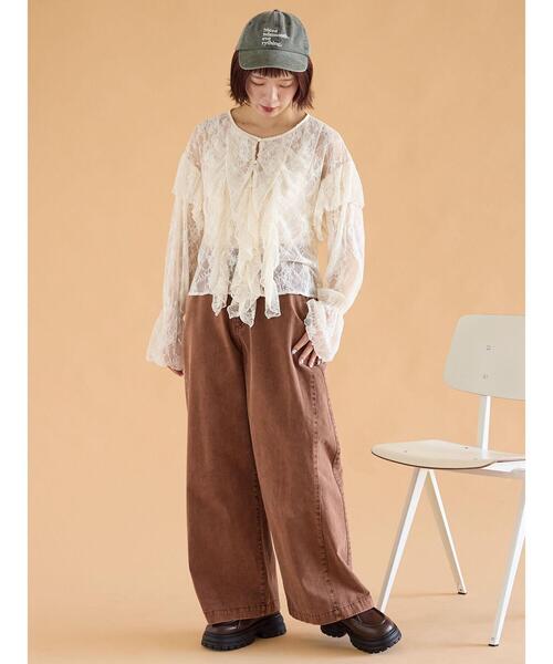 ehka sopo(エヘカソポ)の「ウォッシュ加工ワイドパンツ(その他パンツ・レディース・マスタード/ブラウン/チャコールグレー・F)」の16枚目の写真