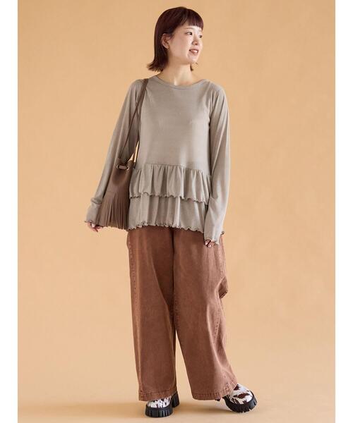 ehka sopo(エヘカソポ)の「ウォッシュ加工ワイドパンツ(その他パンツ・レディース・マスタード/ブラウン/チャコールグレー・F)」の20枚目の写真