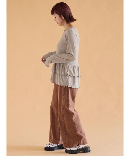 ehka sopo(エヘカソポ)の「ウォッシュ加工ワイドパンツ(その他パンツ・レディース・マスタード/ブラウン/チャコールグレー・F)」の21枚目の写真