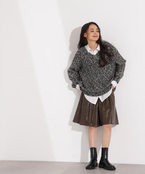 seytoサイズ3 / アーガイルメランジVネックニット セール】メランジVネックニット（ニット/セーター）｜N.（N. Natural