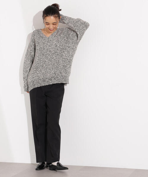 N.（N. Natural Beauty Basic）（エヌエヌナチュラルビューティーベーシック）の「メランジVネックニット（ニット/セーター・レディース・イエロー系その他/グレー系その他/ブラック系その他・MEDIUM）」の18枚目の写真