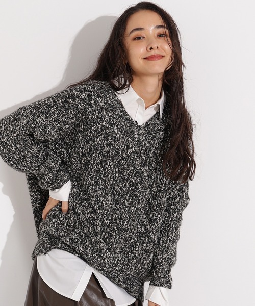 seytoサイズ3 / アーガイルメランジVネックニット セール】Argyle melange V-neck knit / アーガイルメランジVネック