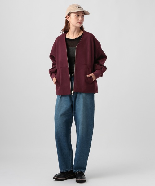 ウールライクZIPブルゾン / Vネックノーカラーショートコート