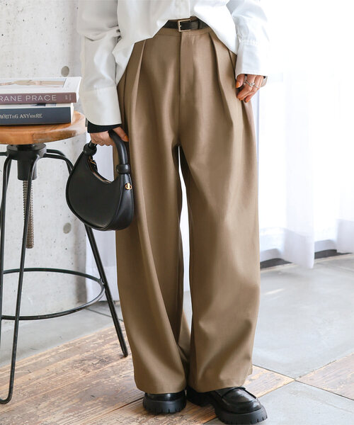 セール】[ 低身長向けサイズ ] 2タックワイドパンツ（スラックス