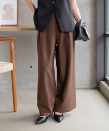 [ オフィスカジュアル ] [ 低身長向けサイズ ] 2タックワイドパンツ