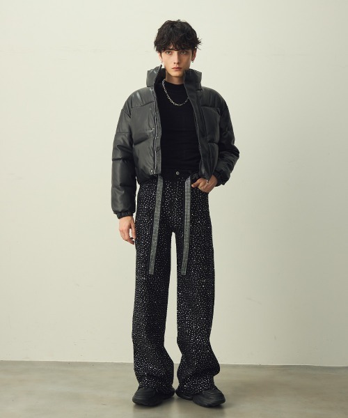 Shoowtime(ショウタイム)の「Synthetic leather short puffer jacket / 合成皮革ショート丈パッファージャケット(ダウンジャケット/コート・メンズ・ブラック/カーキ・LARGE/MEDIUM/X-LARGE)」の11枚目の写真