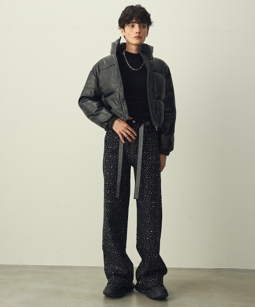Shoowtime(ショウタイム)の「Synthetic leather short puffer jacket / 合成皮革ショート丈パッファージャケット(ダウンジャケット/コート・メンズ・ブラック/カーキ・LARGE/MEDIUM/X-LARGE)」の16枚目の写真