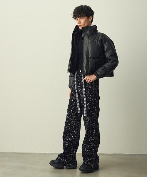 Shoowtime(ショウタイム)の「Synthetic leather short puffer jacket / 合成皮革ショート丈パッファージャケット(ダウンジャケット/コート・メンズ・ブラック/カーキ・LARGE/MEDIUM/X-LARGE)」の14枚目の写真