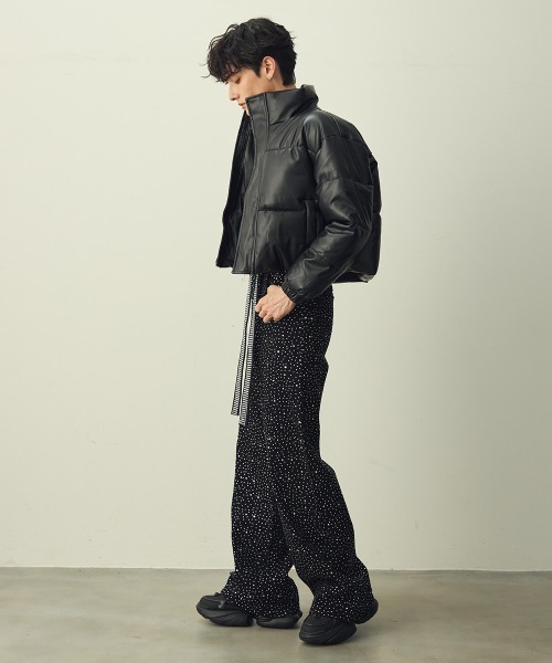 Shoowtime(ショウタイム)の「Synthetic leather short puffer jacket / 合成皮革ショート丈パッファージャケット(ダウンジャケット/コート・メンズ・ブラック/カーキ・LARGE/MEDIUM/X-LARGE)」の18枚目の写真