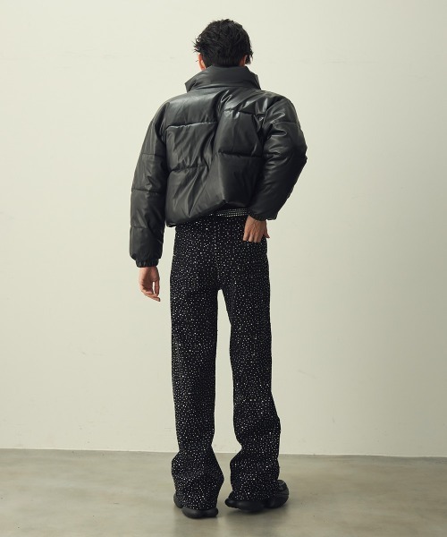 Shoowtime(ショウタイム)の「Synthetic leather short puffer jacket / 合成皮革ショート丈パッファージャケット(ダウンジャケット/コート・メンズ・ブラック/カーキ・LARGE/MEDIUM/X-LARGE)」の17枚目の写真