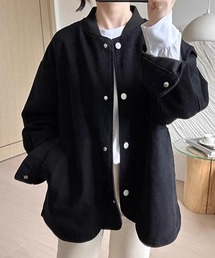 ノーカラージャケット ブラック ノーカラージャケット（ブラック/黒色系・コットン