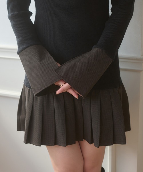 Ambre Neige(アンブルネージュ)の「bicolor polo knit mini dress / ハイショクポロニットミニワンピース(ワンピース・レディース・ブラック/チャコールグレー・FREE)」の20枚目の写真