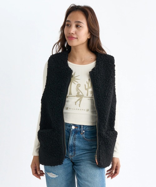 BILLABONG レディース FUR BOA VEST ベスト 【2025年秋冬モデル】 @autumn/ビラボンジップアップファーボアベスト